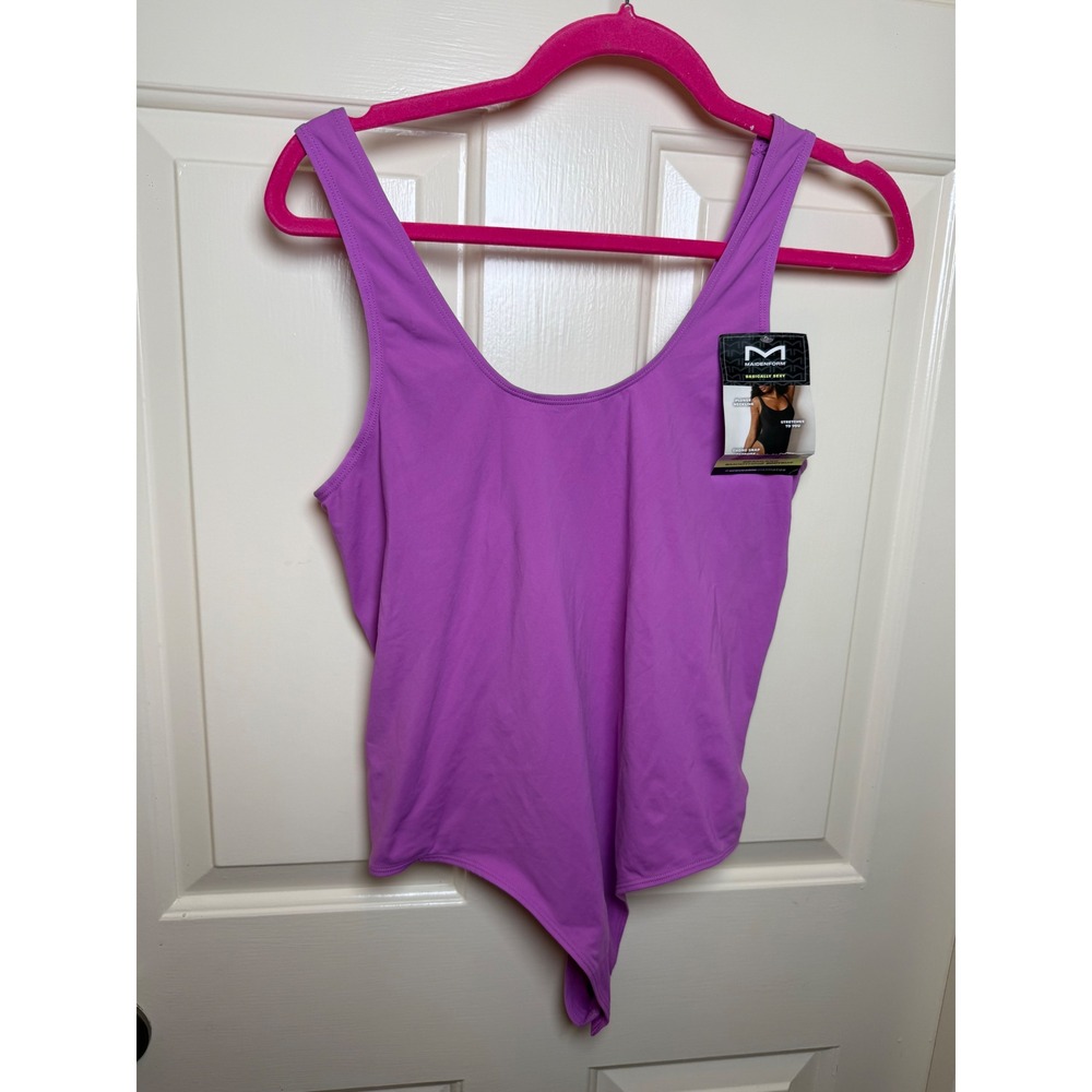 Maidenform Basically Sexy Seamless Smoothing Bodysuit Purple Plunge Thong 3XL